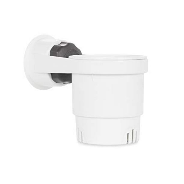 Cans Camco Holder with Mechanical Suction Provides a Secure Location for Your Beverage-Compatible with Most Cups Bottles and Tumblers-White 53084